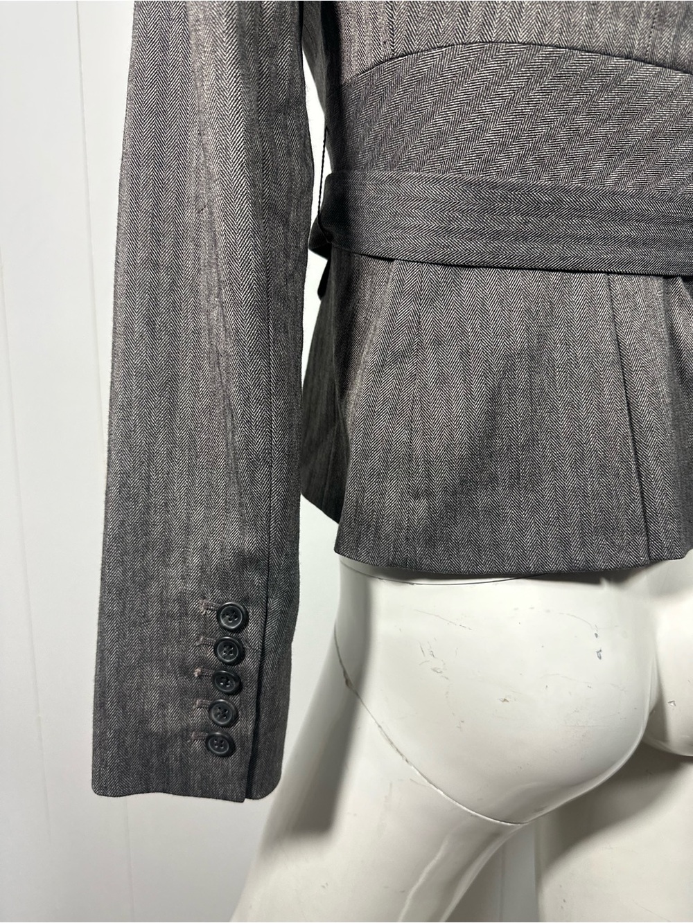 NWT The Limited Wz 2 Womens Blazer Herringbone Belted Brown 3 Button Stretch - Picture 9 of 15